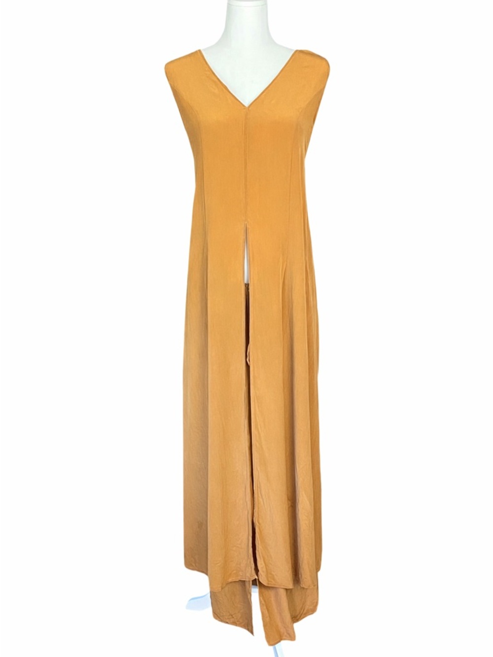 ALYSI 100% Silk Maxi Dress Size 6 Brown Festival Coachella Boho Capsule Flowy